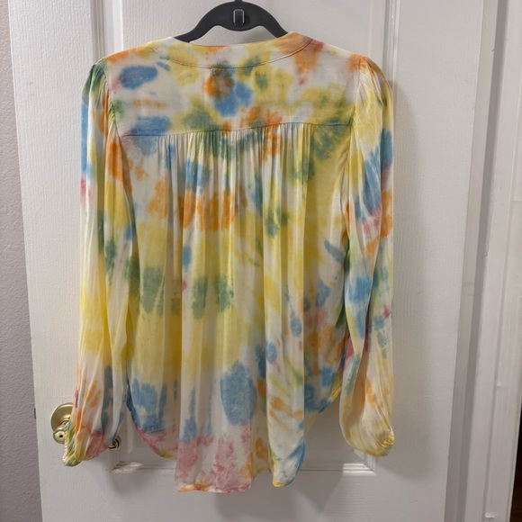 Young Fabulous & Broke Multicolor Tie-Dye Blouse Top Blouson Sleeves size XS - Picture 3 of 12